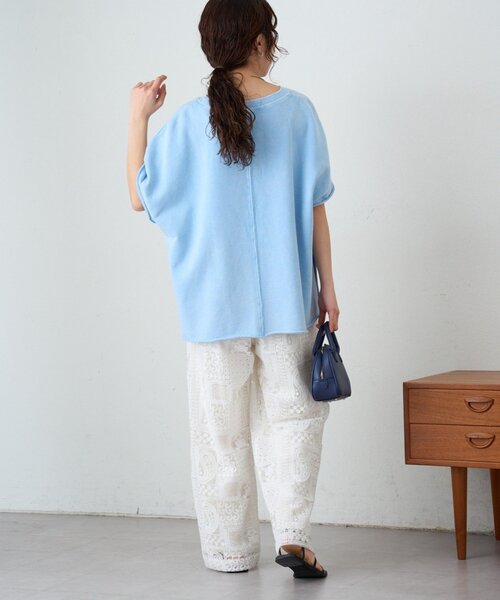 CIAOPANIC TYPY(チャオパニックティピー)の「アシッド加工裏毛フレンチスリーブロゴトップス(Tシャツ/カットソー・レディース・サックスブルー/チャコールグレー/グレー・ONE SIZE)」の6枚目の写真