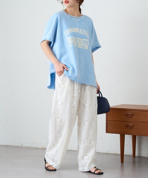 CIAOPANIC TYPY(チャオパニックティピー)の「アシッド加工裏毛フレンチスリーブロゴトップス(Tシャツ/カットソー・レディース・サックスブルー/チャコールグレー/グレー・ONE SIZE)」の4枚目の写真