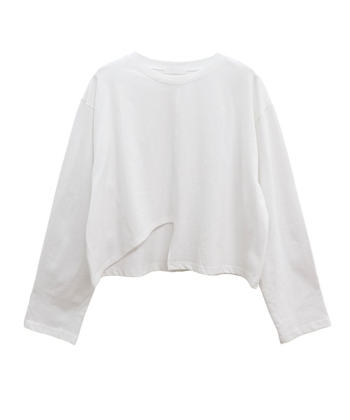 ISOOK(アイスー)の「裾デザインカットクロップドロンT(chiica select) / 長袖 シンプルTシャツ 無地 ロンT ショート丈 アシンメトリー 白T 黒T 秋服 秋トップス(Tシャツ/カットソー・レディース・ブラック/ホワイト・FREE)」の19枚目の写真