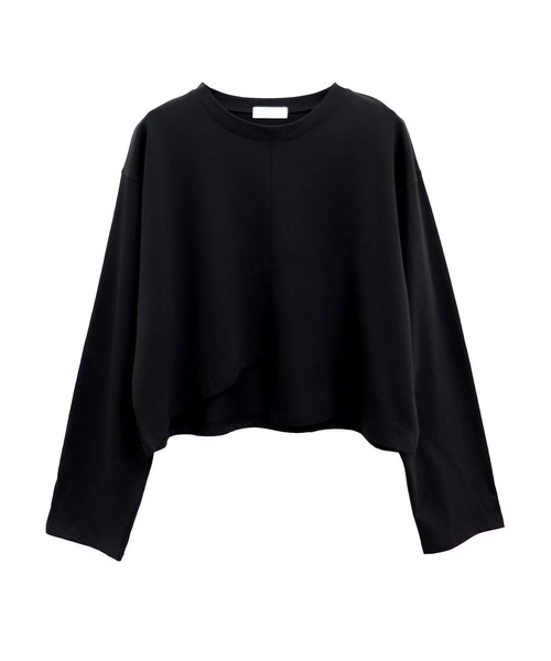 ISOOK(アイスー)の「裾デザインカットクロップドロンT(chiica select) / 長袖 シンプルTシャツ 無地 ロンT ショート丈 アシンメトリー 白T 黒T 秋服 秋トップス(Tシャツ/カットソー・レディース・ブラック/ホワイト・FREE)」の20枚目の写真