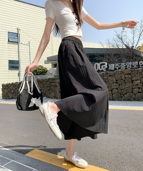 SEU(エスイーユー)の「速乾×洗える|【スカート見え】ウエストゴムフレアガウチョパンツ 美脚パンツ オフィスカジュアル きれいめカジュアル レディース韓国風(スラックス・レディース・ベージュ/ブラック/グレー・S/M/L)」の21枚目の写真