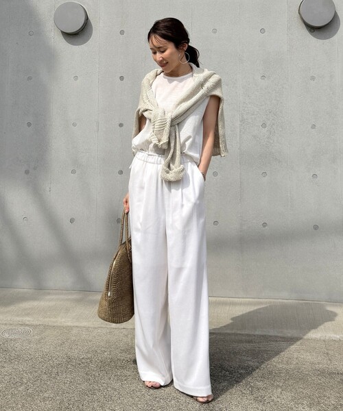 qualite(カリテ)の「【ベストセラーアイテム!新色追加】リネンライクパンツ セットアップ対応 春服 夏服 オフィスカジュアル(その他パンツ・レディース・オフホワイト/ワイン/ベージュ/ライトグレー・36/38)」の22枚目の写真