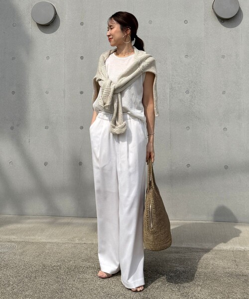 qualite(カリテ)の「【ベストセラーアイテム!新色追加】リネンライクパンツ セットアップ対応 春服 夏服 オフィスカジュアル(その他パンツ・レディース・オフホワイト/ワイン/ベージュ/ライトグレー・36/38)」の21枚目の写真