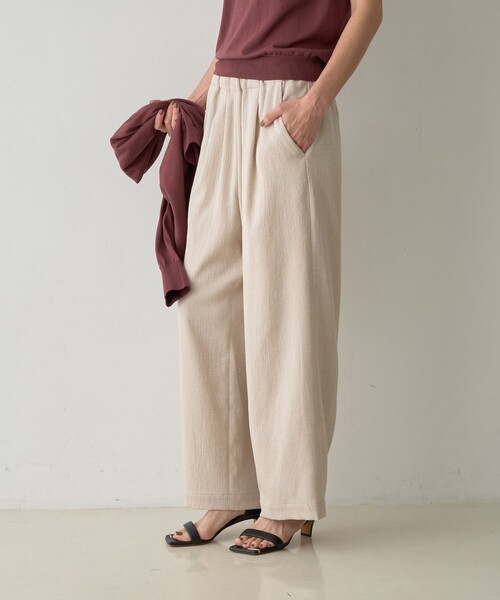 qualite(カリテ)の「【ベストセラーアイテム!新色追加】リネンライクパンツ セットアップ対応 春服 夏服 オフィスカジュアル(その他パンツ・レディース・オフホワイト/ワイン/ベージュ/ライトグレー・36/38)」の15枚目の写真