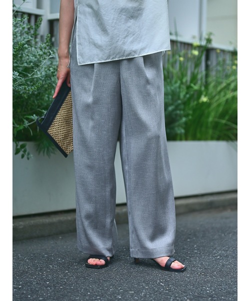 qualite(カリテ)の「【ベストセラーアイテム!新色追加】リネンライクパンツ セットアップ対応 春服 夏服 オフィスカジュアル(その他パンツ・レディース・オフホワイト/ワイン/ベージュ/ライトグレー・36/38)」の3枚目の写真