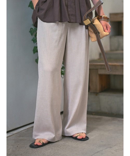 qualite(カリテ)の「【ベストセラーアイテム!新色追加】リネンライクパンツ セットアップ対応 春服 夏服 オフィスカジュアル(その他パンツ・レディース・オフホワイト/ワイン/ベージュ/ライトグレー・36/38)」の5枚目の写真