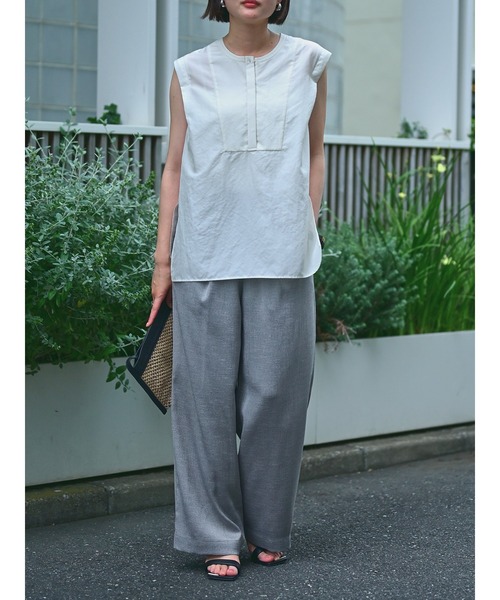 qualite(カリテ)の「【ベストセラーアイテム!新色追加】リネンライクパンツ セットアップ対応 春服 夏服 オフィスカジュアル(その他パンツ・レディース・オフホワイト/ワイン/ベージュ/ライトグレー・36/38)」の9枚目の写真