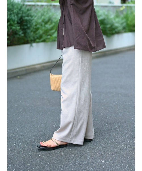 qualite(カリテ)の「【ベストセラーアイテム!新色追加】リネンライクパンツ セットアップ対応 春服 夏服 オフィスカジュアル(その他パンツ・レディース・オフホワイト/ワイン/ベージュ/ライトグレー・36/38)」の12枚目の写真