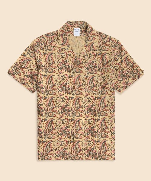 BROOKS BROTHERS(ブルックスブラザーズ)の「コットン ブロックプリントパターン ペイズリー オープンカラーシャツ Regular Fit(シャツ/ブラウス・メンズ・ベージュ・MEDIUM/SMALL/LARGE)」の4枚目の写真