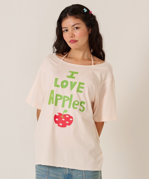 TINA：JOJUN（ティーナジョジュン）の「オリジナル プリント オフショル Tシャツ TINA：JOJUN（Tシャツ/カットソー・レディース・ピンク/ホワイト・M）」の13枚目の写真