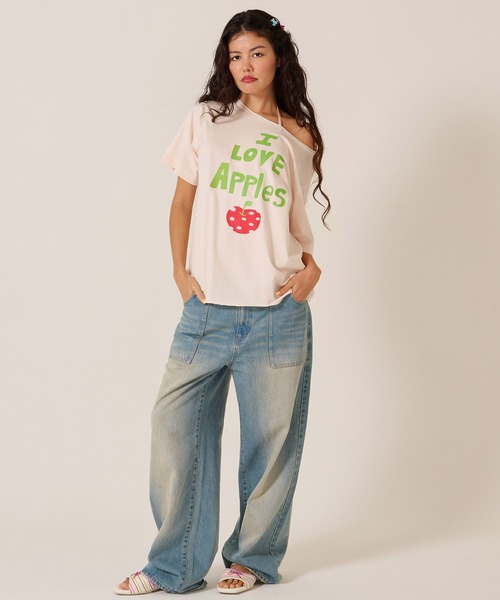 TINA：JOJUN（ティーナジョジュン）の「オリジナル プリント オフショル Tシャツ TINA：JOJUN（Tシャツ/カットソー・レディース・ピンク/ホワイト・M）」の17枚目の写真