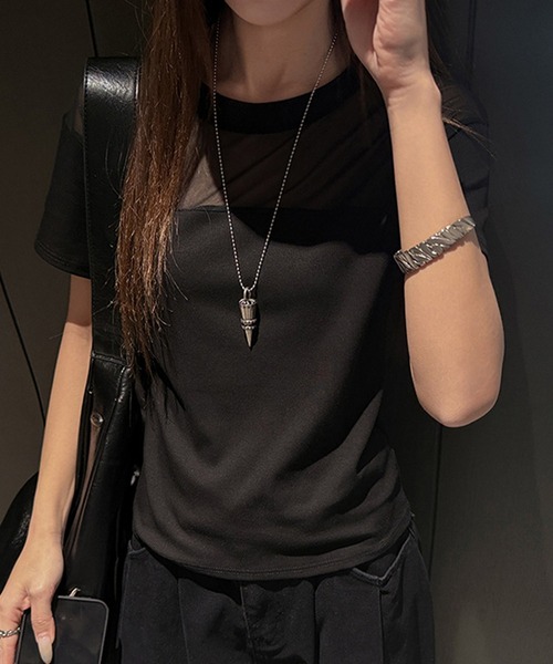 SAISON DE PAPILLON(セゾンドパピヨン)の「【新作登場】カットソー レディース トップス Tシャツ リブTシャツ 半袖 クルーネック ドッキング(Tシャツ/カットソー・レディース・ブラック/ブラウン/ホワイト・L/M)」の17枚目の写真