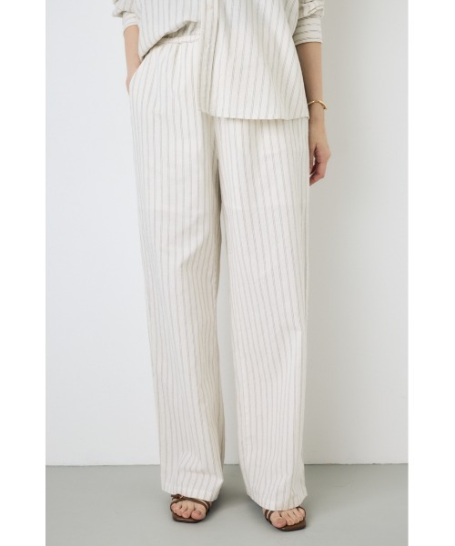 AZUL by moussy(アズールバイマウジー)の「【サイズ,身長別画像あり】フレンチリネンCOOLMAXイージーパンツ(スラックス・レディース・ストライプ/ブラック/オフホワイト・SMALL/MEDIUM)」の1枚目の写真