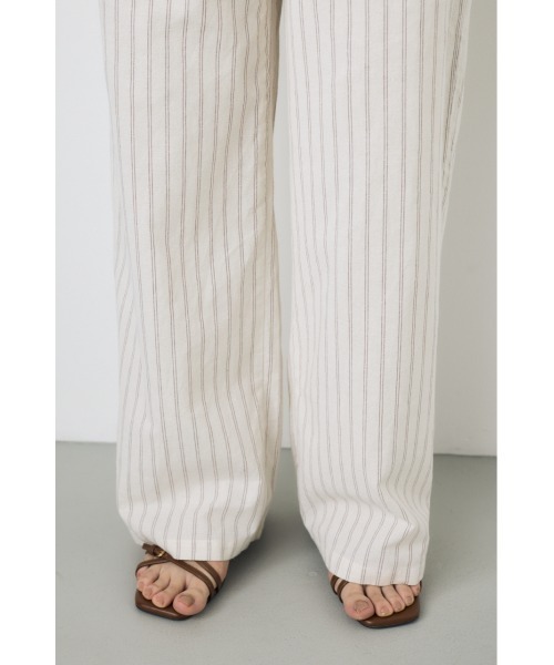 AZUL by moussy(アズールバイマウジー)の「【サイズ,身長別画像あり】フレンチリネンCOOLMAXイージーパンツ(スラックス・レディース・ストライプ/ブラック/オフホワイト・SMALL/MEDIUM)」の6枚目の写真
