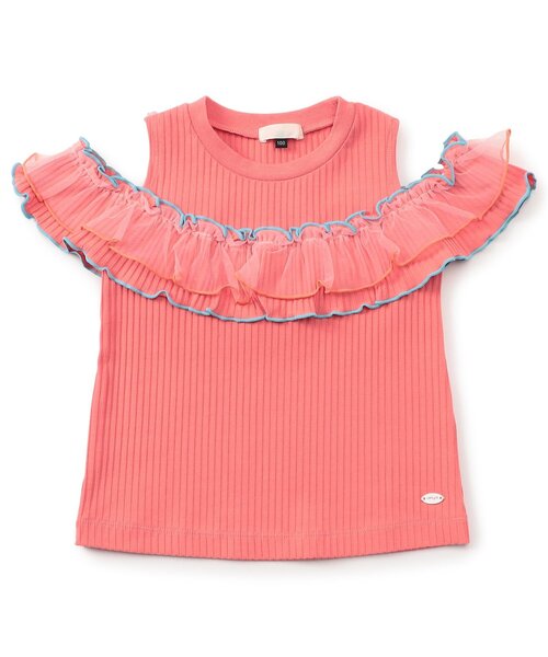 apres les cours(アプレレクール)の「【WEB限定】2way肩あきチュール配色トップス(Tシャツ/カットソー・キッズ・ラベンダー/ピンク/アイボリー・80/100/110/120/130/140/90)」の3枚目の写真