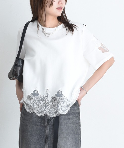 【新品】Eimee Law サイドライン レース ブルゾン ネイビー 甘辛MIX 新品】Eimee Law サイドライン レース ブルゾン ネイビー 甘辛MIX