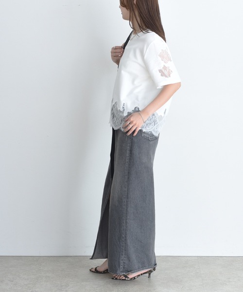 Eimee Law(エイミーロウ)の「レースエンブロTシャツ(Tシャツ/カットソー・レディース・ブラック/オフホワイト/グレー/ブラウン/アイボリー・FREE)」の12枚目の写真