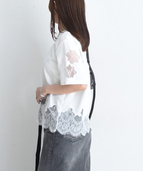 Eimee Law(エイミーロウ)の「レースエンブロTシャツ(Tシャツ/カットソー・レディース・ブラック/オフホワイト/グレー/ブラウン/アイボリー・FREE)」の10枚目の写真