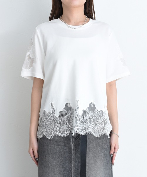 Eimee Law(エイミーロウ)の「レースエンブロTシャツ(Tシャツ/カットソー・レディース・ブラック/オフホワイト/グレー/ブラウン/アイボリー・FREE)」の21枚目の写真