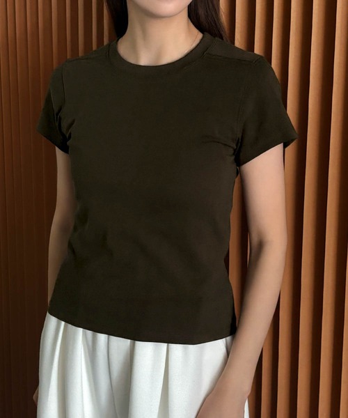 ELFRANK(エルフランク)の「【M/Lサイズ展開】大人の「伸びる」上質Tシャツ(Tシャツ/カットソー・レディース・イエロー/グレー/ピンク/ブラック/レッド/チャコールグレー/ブラウン/オフホワイト・M/L)」の5枚目の写真