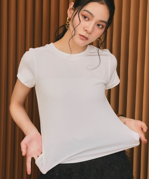 ELFRANK(エルフランク)の「【M/Lサイズ展開】大人の「伸びる」上質Tシャツ(Tシャツ/カットソー・レディース・イエロー/グレー/ピンク/ブラック/レッド/チャコールグレー/ブラウン/オフホワイト・M/L)」の10枚目の写真