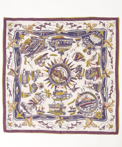 BINDU(ビンドゥー)の「(BINDU)CATALINA MAP SCARF(バンダナ/スカーフ・レディース・ブルー/ホワイト・ONE SIZE)」の1枚目の写真