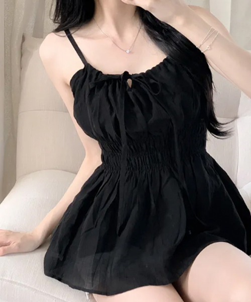 VIVID LADY(ビビッドレディー)の「ドロストネック シャーリングペプラムキャミブラウス(シャツ/ブラウス・レディース・ホワイト/ライトブルー/ブラック/クリーム/ピンク・FREE)」の14枚目の写真