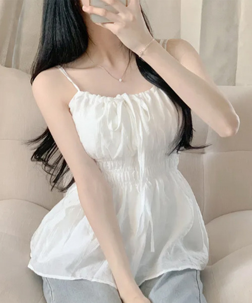 VIVID LADY(ビビッドレディー)の「ドロストネック シャーリングペプラムキャミブラウス(シャツ/ブラウス・レディース・ホワイト/ライトブルー/ブラック/クリーム/ピンク・FREE)」の19枚目の写真