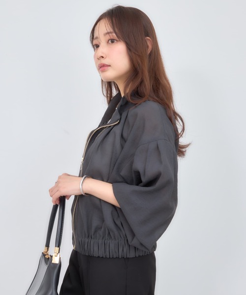 COHINA（コヒナ）の「シアーギャザージップブルゾン 【低身長・小柄女性】（ブルゾン・レディース・ネイビー/ベージュ/ホワイト・ONE SIZE）」の11枚目の写真