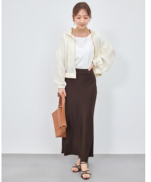 COHINA（コヒナ）の「シアーギャザージップブルゾン 【低身長・小柄女性】（ブルゾン・レディース・ネイビー/ベージュ/ホワイト・ONE SIZE）」の19枚目の写真