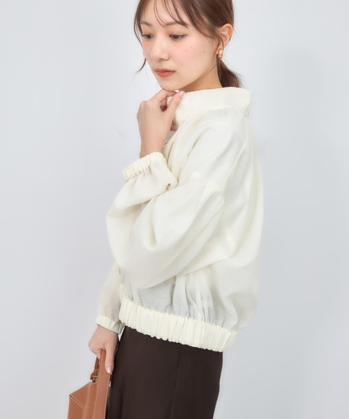 COHINA（コヒナ）の「シアーギャザージップブルゾン 【低身長・小柄女性】（ブルゾン・レディース・ネイビー/ベージュ/ホワイト・ONE SIZE）」の17枚目の写真
