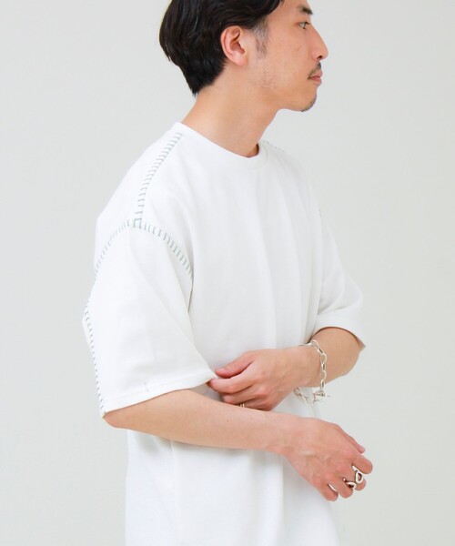 GLOSTER(グロスター)の「【セットアップ対応】カルゼラダーステッチ クルーネックTシャツ(Tシャツ/カットソー・メンズ・ホワイト/ブラック/ライトグレー/ミント・L/M)」の2枚目の写真