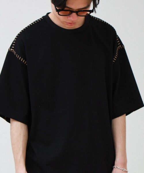 GLOSTER(グロスター)の「【セットアップ対応】カルゼラダーステッチ クルーネックTシャツ(Tシャツ/カットソー・メンズ・ホワイト/ブラック/ライトグレー/ミント・L/M)」の3枚目の写真