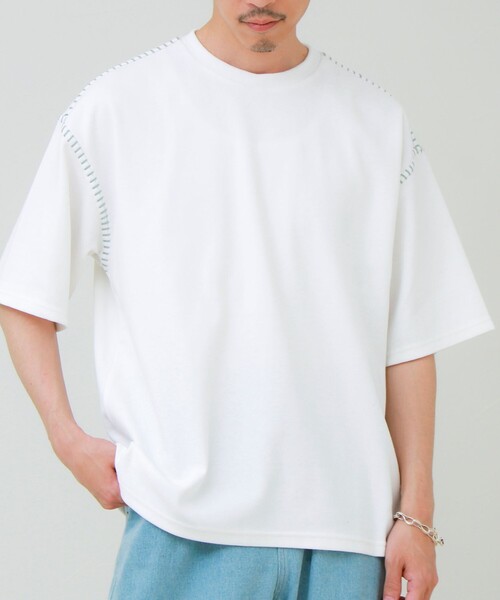 GLOSTER(グロスター)の「【セットアップ対応】カルゼラダーステッチ クルーネックTシャツ(Tシャツ/カットソー・メンズ・ホワイト/ブラック/ライトグレー/ミント・L/M)」の6枚目の写真