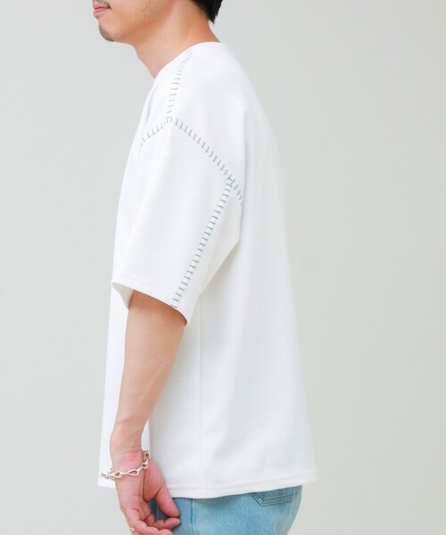 GLOSTER(グロスター)の「【セットアップ対応】カルゼラダーステッチ クルーネックTシャツ(Tシャツ/カットソー・メンズ・ホワイト/ブラック/ライトグレー/ミント・L/M)」の8枚目の写真