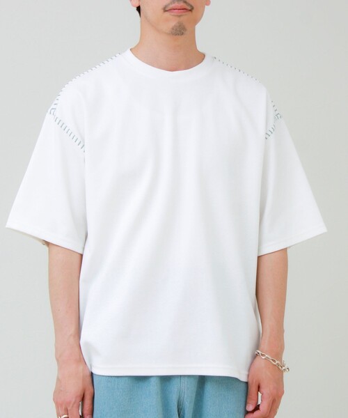 GLOSTER(グロスター)の「【セットアップ対応】カルゼラダーステッチ クルーネックTシャツ(Tシャツ/カットソー・メンズ・ホワイト/ブラック/ライトグレー/ミント・L/M)」の11枚目の写真