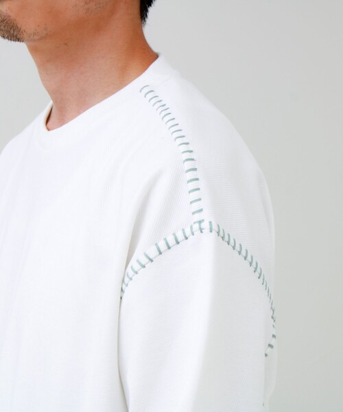 GLOSTER(グロスター)の「【セットアップ対応】カルゼラダーステッチ クルーネックTシャツ(Tシャツ/カットソー・メンズ・ホワイト/ブラック/ライトグレー/ミント・L/M)」の12枚目の写真