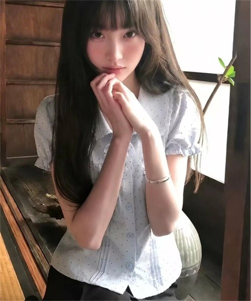 gossip！ロサンゼルス（ゴシップロサンゼルス）の「Y2Kガーリーフリルピンタックブラウス（Tシャツ/カットソー・レディース・ドット・M）」の7枚目の写真