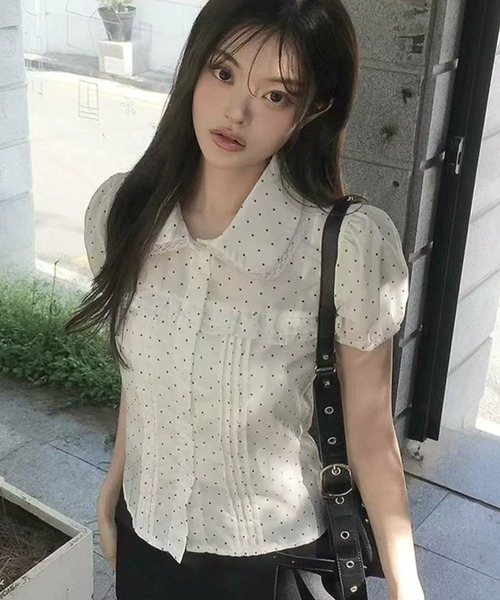gossip！ロサンゼルス（ゴシップロサンゼルス）の「Y2Kガーリーフリルピンタックブラウス（Tシャツ/カットソー・レディース・ドット・M）」の9枚目の写真