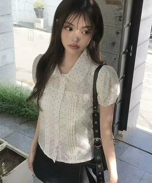 gossip！ロサンゼルス（ゴシップロサンゼルス）の「Y2Kガーリーフリルピンタックブラウス（Tシャツ/カットソー・レディース・ドット・M）」の10枚目の写真