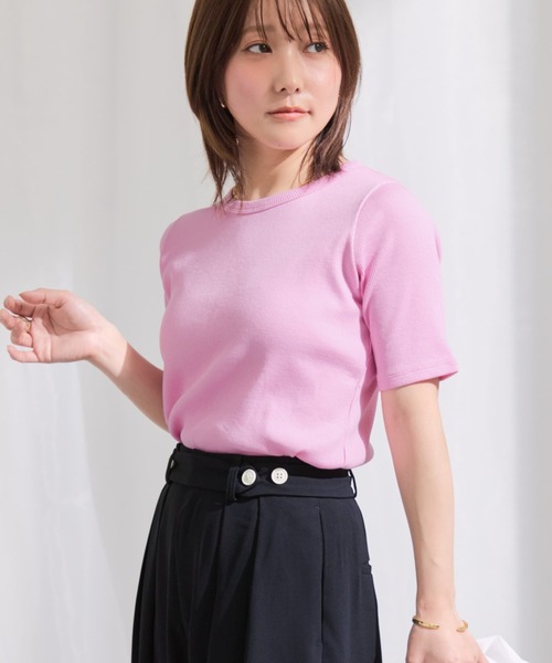 COHINA(コヒナ)の「ハイゲージコットンリブカットソー 【低身長・小柄女性】(Tシャツ/カットソー・レディース・ネイビー/ホワイト/ピンク・ONE SIZE)」の18枚目の写真