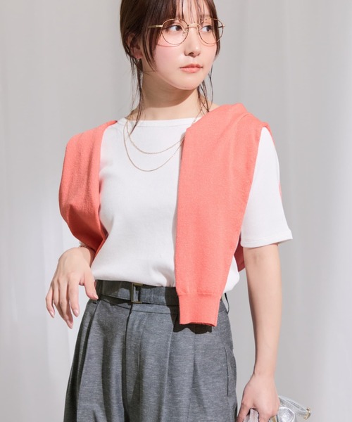 COHINA(コヒナ)の「ハイゲージコットンリブカットソー 【低身長・小柄女性】(Tシャツ/カットソー・レディース・ネイビー/ホワイト/ピンク・ONE SIZE)」の14枚目の写真