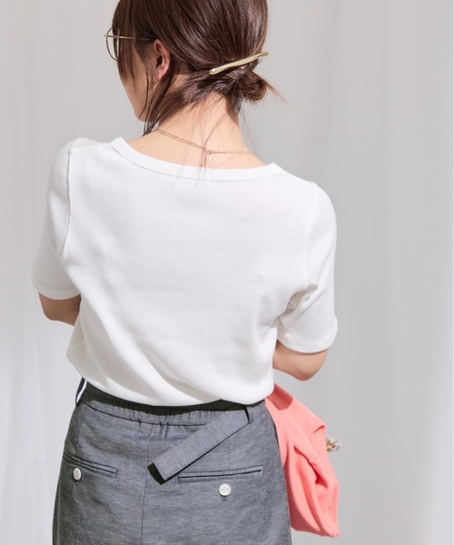 COHINA(コヒナ)の「ハイゲージコットンリブカットソー 【低身長・小柄女性】(Tシャツ/カットソー・レディース・ネイビー/ホワイト/ピンク・ONE SIZE)」の12枚目の写真