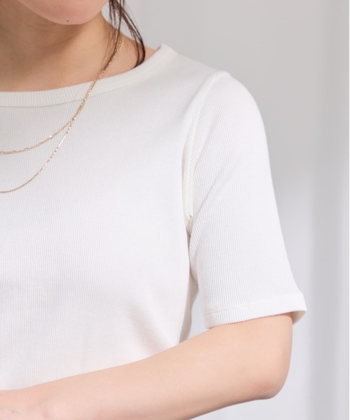 COHINA(コヒナ)の「ハイゲージコットンリブカットソー 【低身長・小柄女性】(Tシャツ/カットソー・レディース・ネイビー/ホワイト/ピンク・ONE SIZE)」の13枚目の写真