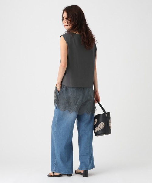 Elura(エルーラ)の「ノースリーブ裾レースプルオーバー/864799(Tシャツ/カットソー・レディース・チャコールグレー/ホワイト/ブラック・FREE)」の17枚目の写真