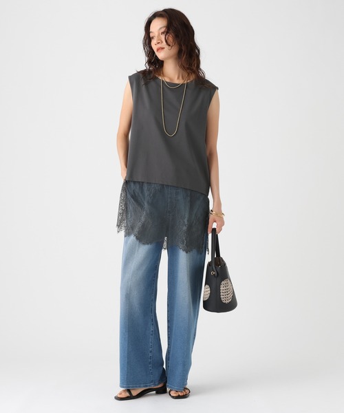 Elura(エルーラ)の「ノースリーブ裾レースプルオーバー/864799(Tシャツ/カットソー・レディース・チャコールグレー/ホワイト/ブラック・FREE)」の16枚目の写真