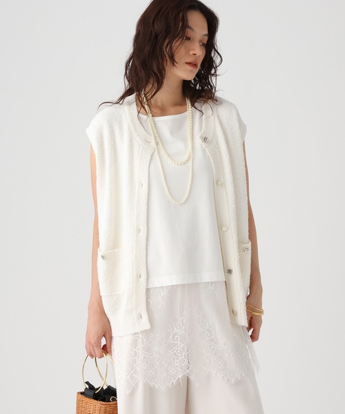 Elura(エルーラ)の「ノースリーブ裾レースプルオーバー/864799(Tシャツ/カットソー・レディース・チャコールグレー/ホワイト/ブラック・FREE)」の5枚目の写真