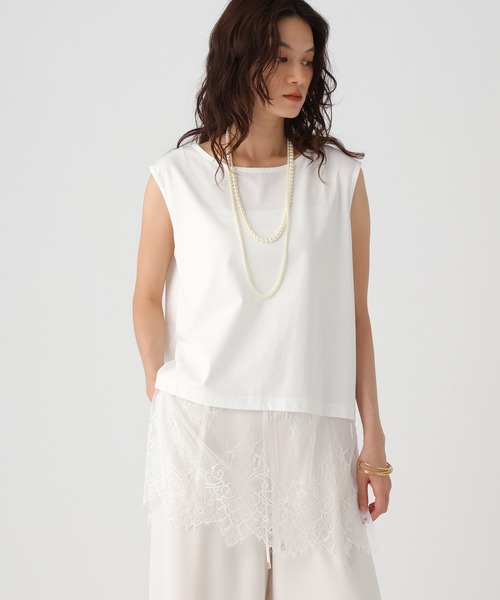Elura(エルーラ)の「ノースリーブ裾レースプルオーバー/864799(Tシャツ/カットソー・レディース・チャコールグレー/ホワイト/ブラック・FREE)」の8枚目の写真