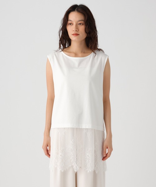 Elura(エルーラ)の「ノースリーブ裾レースプルオーバー/864799(Tシャツ/カットソー・レディース・チャコールグレー/ホワイト/ブラック・FREE)」の18枚目の写真