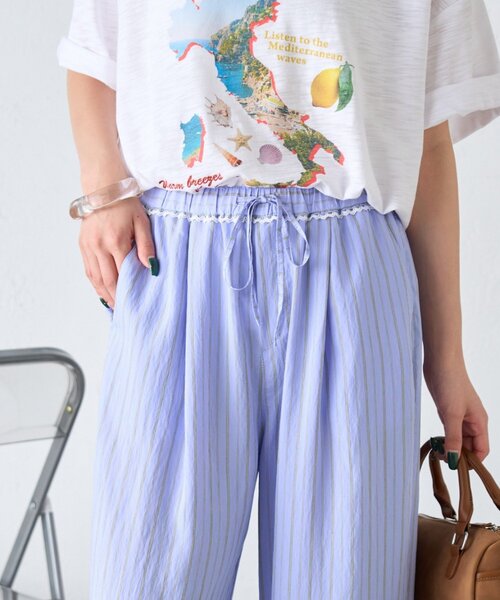 CIAOPANIC TYPY（チャオパニックティピー）の「【AMALFI】アソート柄ワイドイージーパンツ（その他パンツ・レディース・グリーン/ブラウン/オレンジ/サックスブルー・MEDIUM/SMALL）」の3枚目の写真
